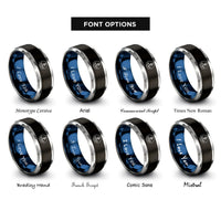 font options for inside engraving on black & blue & silver fouled anchor circle rings