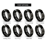 font options for inside engraving on black & silver fountain pen rings