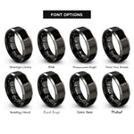 font options for inside engraving on black & silver fountain pen rings
