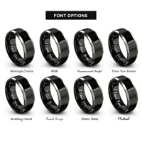 font options for inside engraving on black & silver fountain pen rings