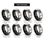 font options for inside engraving on black & grey fountain pen rings