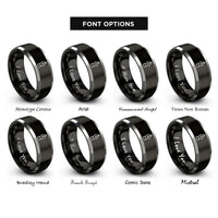 font options for inside engraving on black & silver fountain pen nib rings