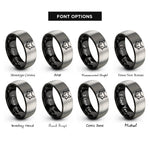font options for inside engraving on black & silver fox rings