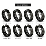 font options for inside engraving on black & silver fox rings