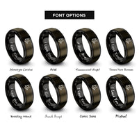 font options for inside engraving on gunmetal & black fox rings