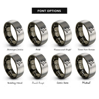 font options for inside engraving on gunmetal & silver fox rings