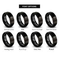 font options for inside engraving on black fox pair silhouette rings