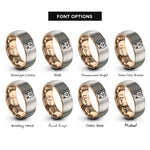 font options for inside engraving on rose gold & gray fox pair silhouette rings