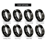 font options for inside engraving on black & silver fox track rings