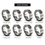 font options for inside engraving on grey fpv drone rings