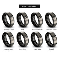 font options for inside engraving on black & grey fpv goggles rings