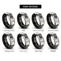 font options for inside engraving on black & grey fpv goggles rings