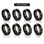 font options for inside engraving on black & grey free body diagram rings