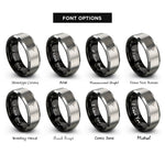 font options for inside engraving on black & silver free body diagram rings
