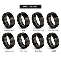 font options for inside engraving on black free body diagram rings