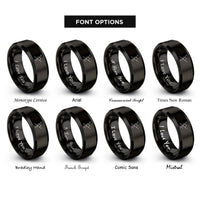 font options for inside engraving on black free body diagram rings
