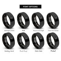 font options for inside engraving on black free body diagram rings