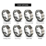 font options for inside engraving on silver free body diagram rings