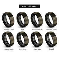 font options for inside engraving on gunmetal & black free body diagram rings