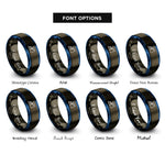 font options for inside engraving on gunmetal & blue free body diagram rings