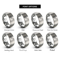 font options for inside engraving on silver freediver monofin rings
