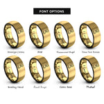 font options for inside engraving on black & gold french bulldog halo rings
