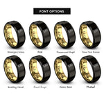 font options for inside engraving on black & gold french bulldog halo rings