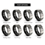font options for inside engraving on black & silver french curve rings