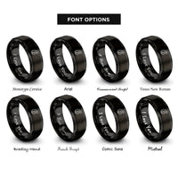 font options for inside engraving on black french curve rings
