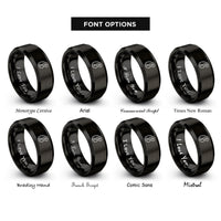 font options for inside engraving on black french curve rings