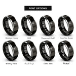 font options for inside engraving on black & silver french horn player rings