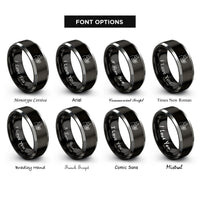 font options for inside engraving on black & silver french horn player rings