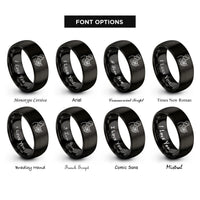 font options for inside engraving on black french horn player rings