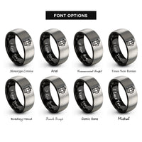 font options for inside engraving on black & grey french press rings