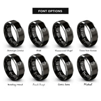 font options for inside engraving on black & silver french press rings