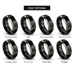 font options for inside engraving on black & grey french tip icon rings