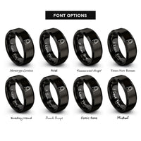 font options for inside engraving on black french tip icon rings