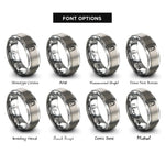font options for inside engraving on silver french tip icon rings