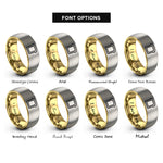 font options for inside engraving on gold & silver french toast slice rings