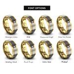 font options for inside engraving on gold & silver french toast slice rings