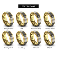 font options for inside engraving on gold & silver french toast slice rings