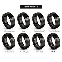 font options for inside engraving on black fret dots rings