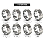 font options for inside engraving on silver fret dots rings