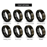 font options for inside engraving on gunmetal & black fret dots rings