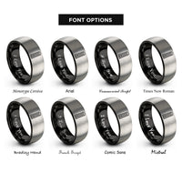 font options for inside engraving on black & grey fretboard dots rings