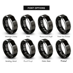 font options for inside engraving on black & gray fretboard dots rings