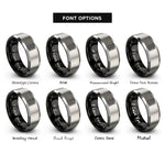 font options for inside engraving on black & gray fretboard dots rings