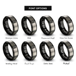 font options for inside engraving on black & grey fretboard inlays rings