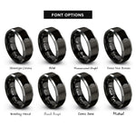 font options for inside engraving on black & grey fretless bass headstock rings