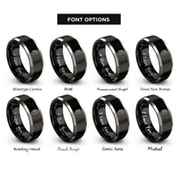 font options for inside engraving on black & grey fretless bass headstock rings